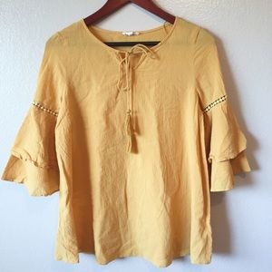 Easel Yellow Bell Sleeve Tunic